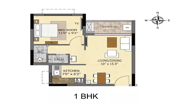 Godrej Devanahalli 1 BHK Floor Plan